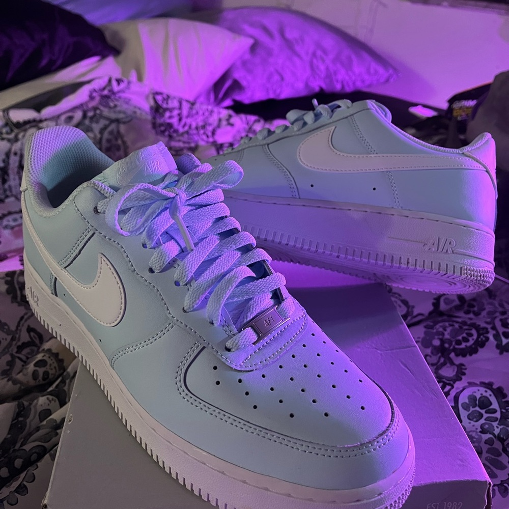 Nike Men's Glacier Blue Air Force 1s Sneakers
